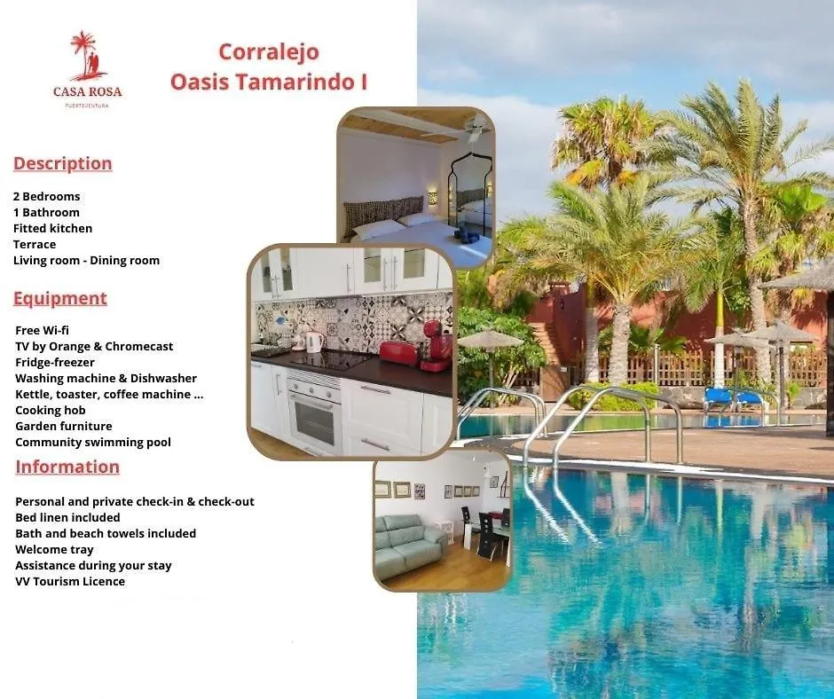 Oasis Tamarindo 1 - Casa Rosa - Appartement 2 Chambres Climatisees Corralejo
